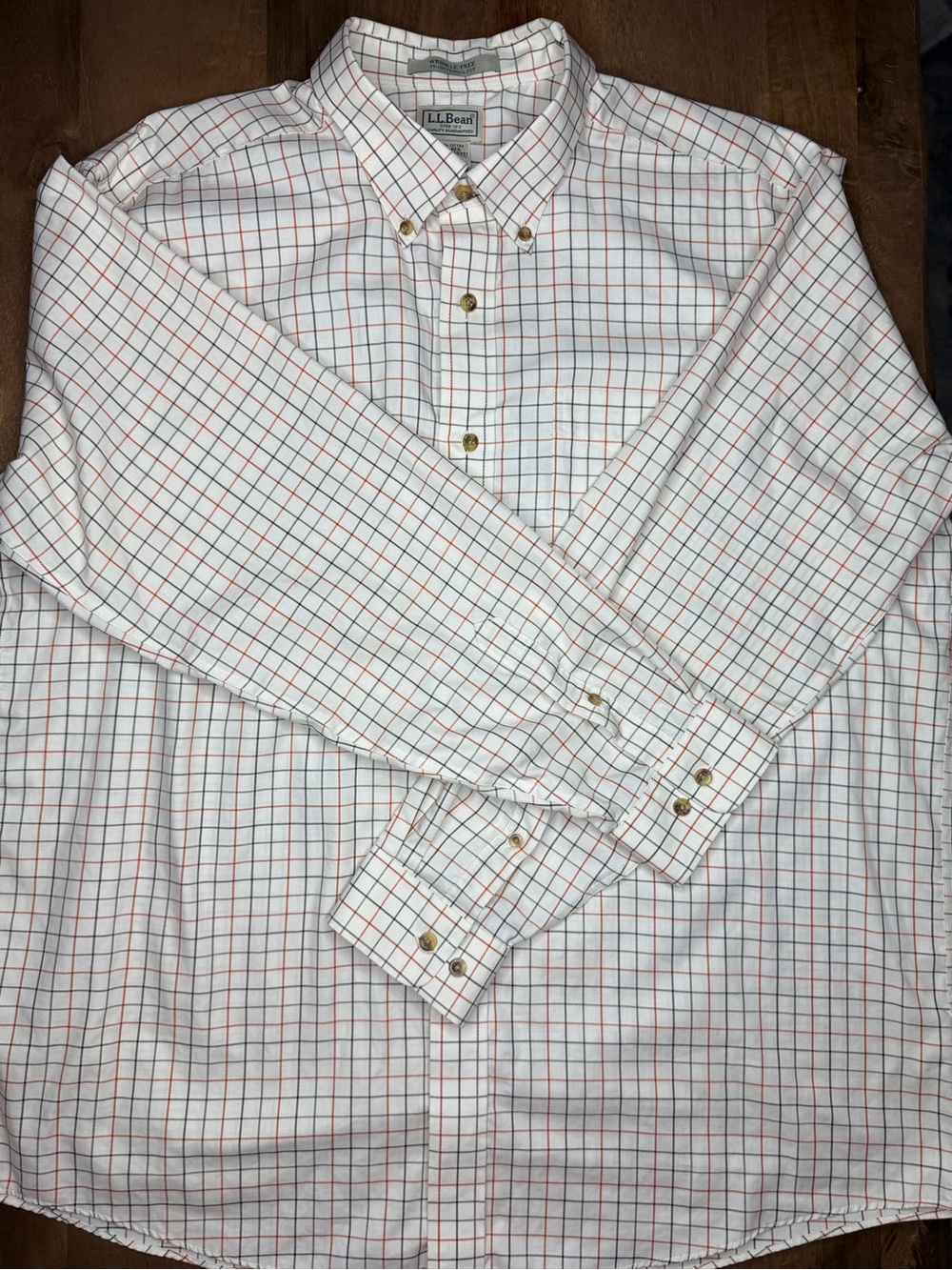 L.L.Bean Men’s XL Wrinkle Free Traditional Fit Windowpane Check Cotton Shirt